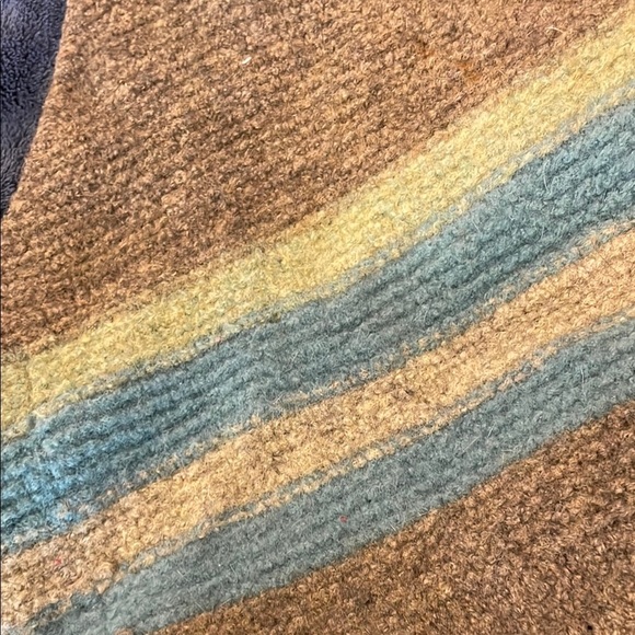 Striped olive green and Blue wool Woven Shoulder Bag handmade - Picture 8 of 8